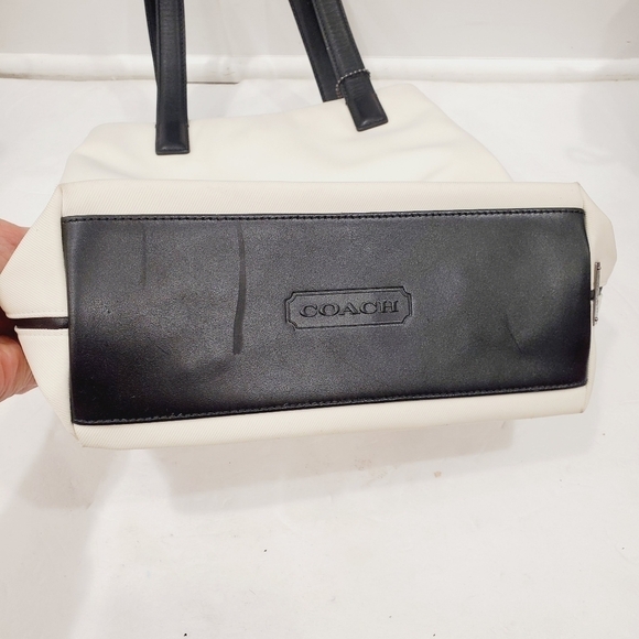 COACH Mercer Nylon & Leather Black & White Shoulder Bag Tote 7411 - Picture 4 of 6